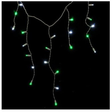 OMG Pure White and Green LED Icicle Lights on White Wire OM120125